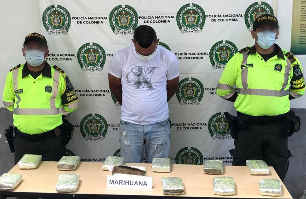 Capturado con 12 kilos de marihuana en la Troncal de Oriente