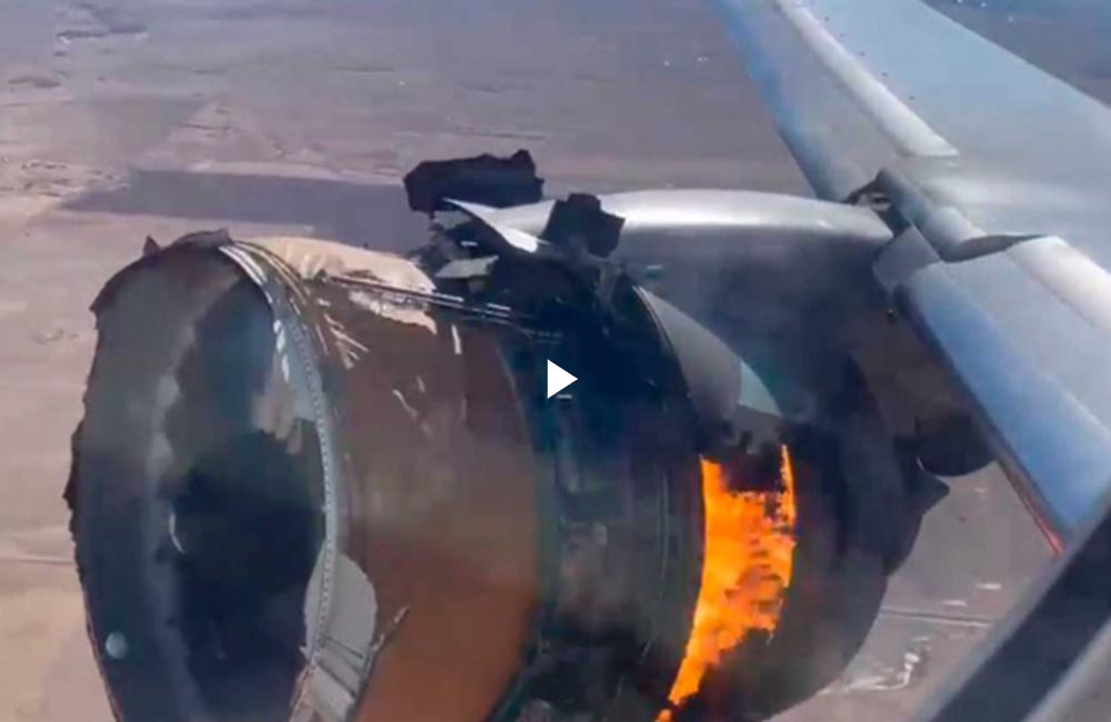 #ENVIDEO: Escalofriante momento cuando turbina de un avión se incendió en pleno vuelo