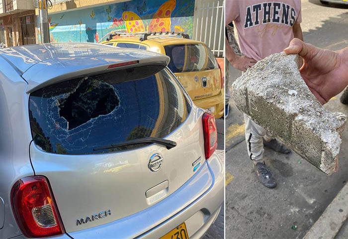 ENVIDEO: Mujer en condición de calle lanzó peñón a un carro e hirió a sus ocupantes