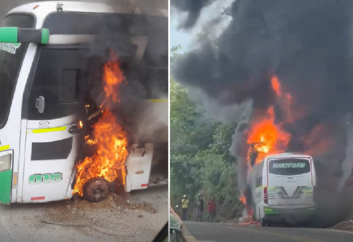 ENVIDEO: Bus se prendió en llamas y los pasajeros se salvaron