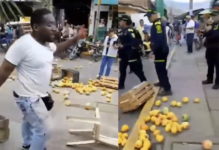 ENVIDEO: Vendedor ambulante botó su mercancía antes de ser decomisada por la Policía