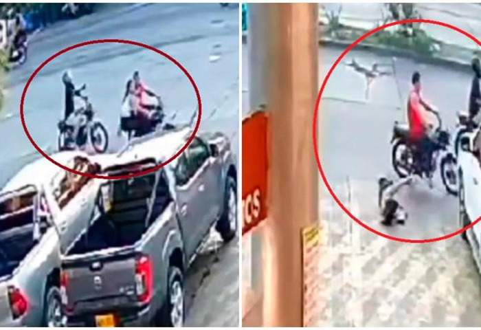 ENVIDEO: Sicario en motocicleta disparó contra una pareja y luego se estrelló