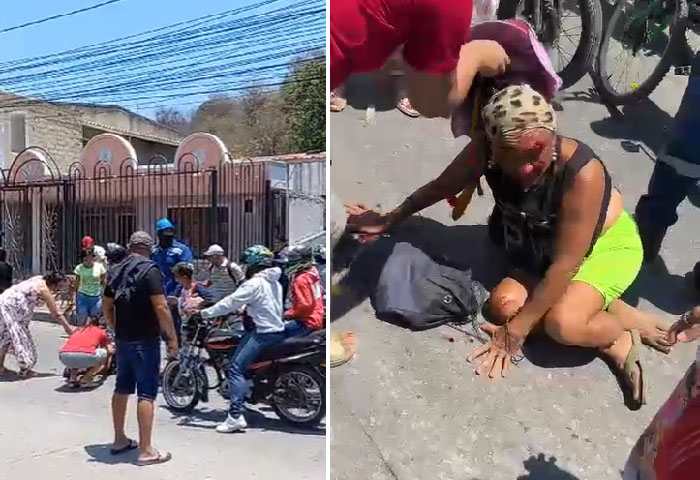 VIDEO: Mujer resultó herida tras ser atropellada por motociclista en Bastidas